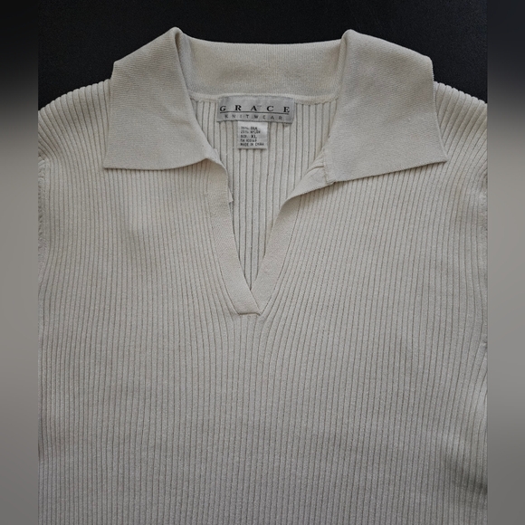 NWT - Silk Blend "Grace Knitwear" Off White Jersey - Size XL - Picture 4 of 8
